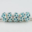 50pcs ROYAL BLUE CRYSTAL SILVER SPACER CHARM BEADS