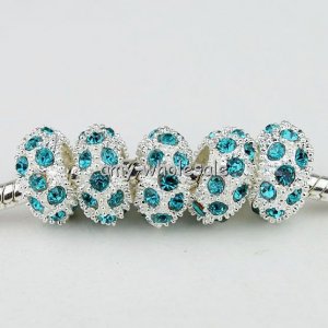 50pcs ROYAL BLUE CRYSTAL SILVER SPACER CHARM BEADS
