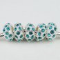 50pcs ROYAL BLUE CRYSTAL SILVER SPACER CHARM BEADS