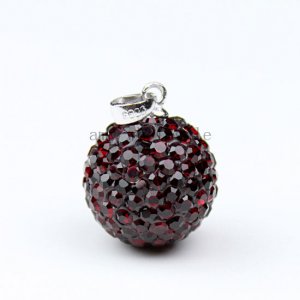 DEEP RED CZECH CRYSTAL 925 SILVER PENDANT 1 PIECE
