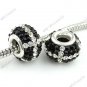 925 Silver Black&Clear Flower Czech Crystal European Beads  Fit Charm Bracelet