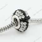 925 Silver Black&Clear Czech Crystal  Hole Findings Fit Snake Charm Bracelet