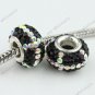 925 Silver Black&Clear Flower Czech Crystal European Beads Fit Charm Bracelet