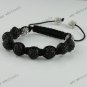 Black Crystal Pave Disco Ball Bead Adjustable Bracelet