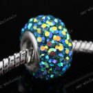 ROYAL BLUE AB CZECH CRYSTAL 925 SILVER HOLE BEAD