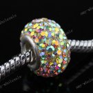 LIGHT YELLOW AB CZECH CRYSTAL 925 SILVER LOOSE BEAD