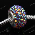 PURPLE AB CZECH CRYSTAL 925 SILVER EUROPEAN BEAD