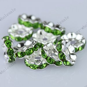 10PCS LIGHT GREEN CRYSTAL SPACER BEAD FINDINGS 4X10MM