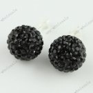 10MM BLACK CZECH CRYSTAL 925 SILVER BALL EARRING