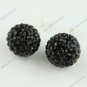 10MM BLACK CZECH CRYSTAL 925 SILVER BALL EARRING