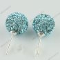 10MM OCEAN BLUE CZECH CRYSTAL 925 SILVER EARRING