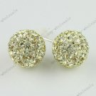 10MM LIGHT YELLOW CZECH CRYSTAL 925 SILVER EARRING
