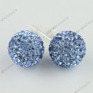 10MM LIGHT BLUE CZECH CRYSTAL 925 SILVER EARRING