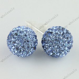 10MM LIGHT BLUE CZECH CRYSTAL 925 SILVER EARRING