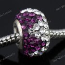 Deeo Purple Czech Crystal 925 Silver Big Hole Beads Findings Fit Charm Bracelet