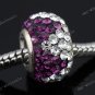 Deeo Purple Czech Crystal 925 Silver Big Hole Beads Findings Fit Charm Bracelet