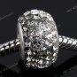 Gray Czech Crystal 925 Silver Big Hole Loose Bead Findings Fit Charm Bracelet