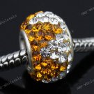 Golden Czech Crystal 925 Silver Hole Loose Bead Findings Fit Charm Bracelet