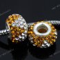 Golden Czech Crystal 925 Silver Hole Loose Bead Findings Fit Charm Bracelet