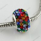 Multicolor 925 Silver Cz Crystal European Big Hole Loose Bead Fit Charm Bracelet
