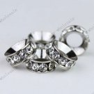 5pcs WHITE CLEAR CRYSTAL 18KGP CHARM BEAD FIT BRACELET