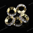 20X Clear Crystal 18 KGP Beads Findings Fit Snake Charm Bracelet WHOLESALE