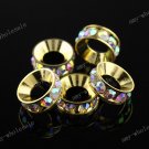 20X Clear AB Crystal 18 KGP Beads Findings Fit Snake Charm Bracelet WHOLESALE