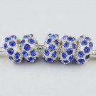 20PCS WHOLESALE BLUE CRYSTAL SILVER SPACER LOOSE BEADS