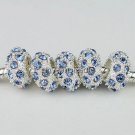 20pcs WHOLESALE LIGHT BLUE CRYSTAL SILVER CHARM BEADS