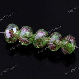 50pcs WHOLE SALE  Light Cyan Lampwork Glass Flower Loose Beads 7X10mm