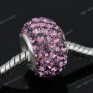 1X LIGHT PURPLE CZECH CRYSTAL 925 STERLING SILVER CHARM EUROPEAN BEAD