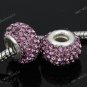 1X LIGHT PURPLE CZECH CRYSTAL 925 STERLING SILVER CHARM EUROPEAN BEAD