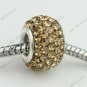 LIGHT GOLDEN  CRYSTAL 925 SILVER CHARM EUROPEAN BEAD FIT BRACELET 1PC