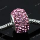 PINK CRYSTAL 925 SILVER CHARM EUROPEAN BEAD FIT BRACELET 1PC