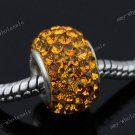 GOLDEN CRYSTAL 925 SILVER CHARM EUROPEAN BEAD FIT BRACELET 1PC
