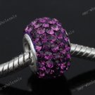 DEEP PURPLE CRYSTAL 925 SILVER CHARM EUROPEAN BEAD FIT BRACELET 1PC