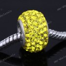 YELLOW  CRYSTAL 925 SILVER CHARM EUROPEAN BEAD FIT BRACELET 1PC