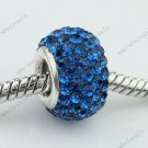 DEEP BLUE  CRYSTAL 925 SILVER CHARM EUROPEAN BEAD FIT BRACELET 1PC