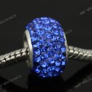 SAPPHIRE BLUE  CRYSTAL 925 SILVER CHARM EUROPEAN BEAD FIT BRACELET 1PC