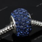 MIDNIGHT BLUE  CRYSTAL 925 SILVER CHARM EUROPEAN BEAD FIT BRACELET 1PC