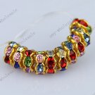 10X Multicolor Crystal Gold Spacer Beads Findings 6mm