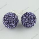 925 SILVER DEEP VIOLET CZECH CRYSTAL EARRING 10MM