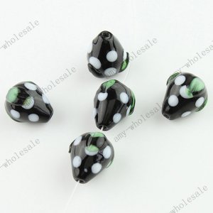 100X BLACK STRAWBERRY LAMPWORK GLASS BEADS FINDINGS FIT NECKLACE WHOLESALE