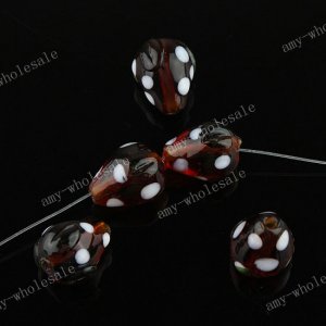 20X COFFEE STRAWBERRY LAMPWORK GLASS  LOOSE BEADS FIT BRACELET WHOLESALE