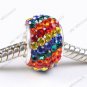 1X 925 Silver Colorful Czech Crystal European Big Hole  Bead Fit Snake Bracelet