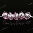 20x Pink AB Crystal Faceted Glass Beads Fit Bracelet