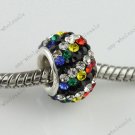 1PC 925 Silver Colorful Czech Crystal European Hole Loose Bead Fit Charm Chain