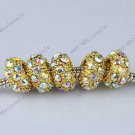 20x Clear AB Crystal Gold Hole Bead Fit Charm Bracelet
