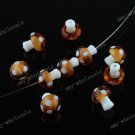 100PCS COFFEE LAMPWORK GLASS MUSHROOM LOOSE BEADS FINDINGS  WHOLESALE