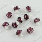 50PCS PURPLE MURANO LAMPWORK GLASS MUSHROOM LOOSE BEADS FINDINGS  WHOLESALE